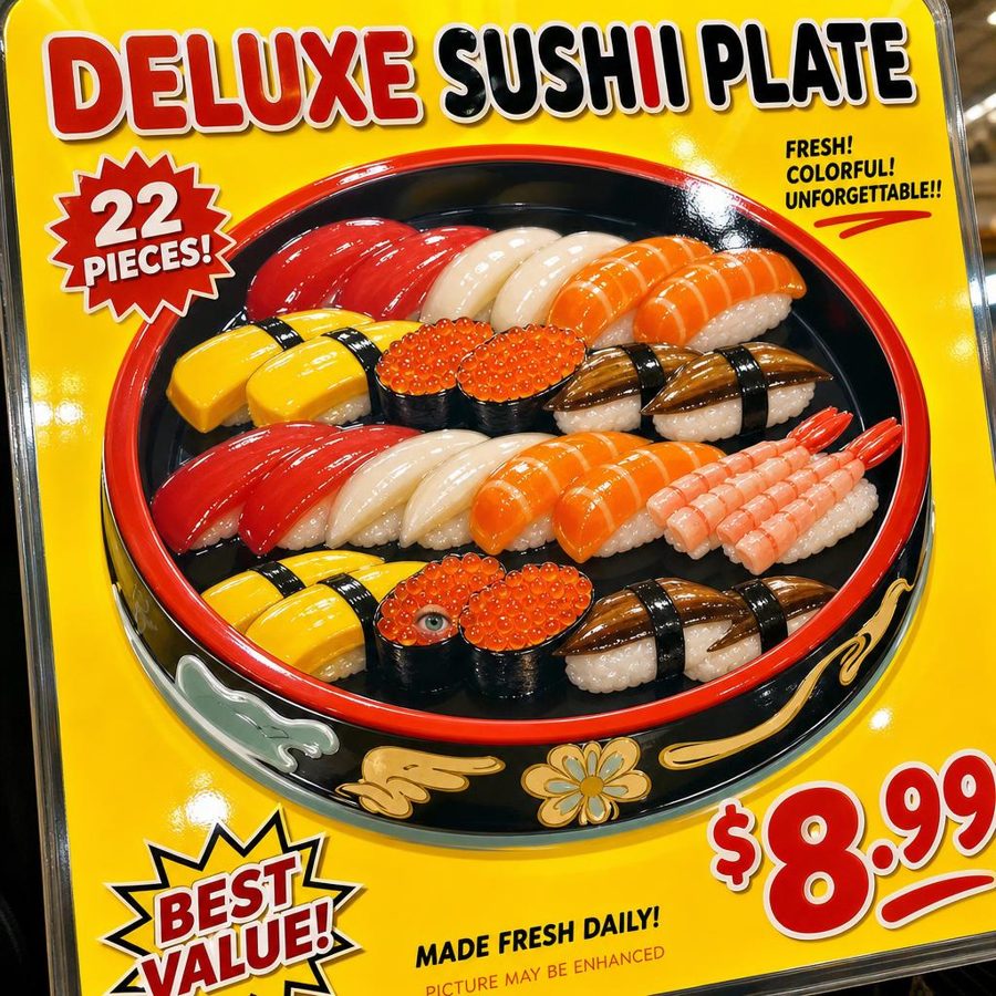 Menu card of a sushi platter with a 22 pieces badge